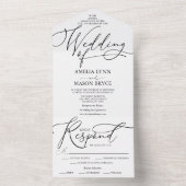 Schwarz-Weiß-Elegant-Kalligrafie-Skript Hochzeit All In One Einladung (Innen)