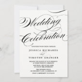 Schwarz-Weiß-Elegant-Kalligrafie-Skript Hochzeit Einladung (Vorderseite)