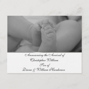 Schwarz-Weiß-Elegant-Kinderankündigung Ankündigung
