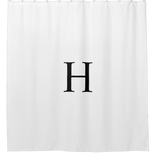 Schwarz Weiß Elegant Klassisch Monogramm Duschvorhang (Vorderseite)