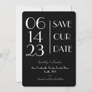 Schwarz & Weiß, elegant, modern Save the Date Einladung