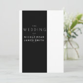 Schwarz & Weiß Elegant Moderne, einfache Hochzeit Einladung (Stehend Vorderseite)