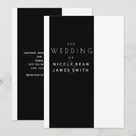 Schwarz & Weiß Elegant Moderne, einfache Hochzeit Einladung