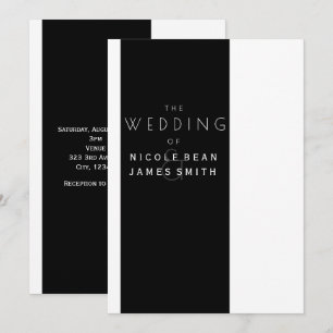 Schwarz & Weiß Elegant Moderne, einfache Hochzeit Einladung