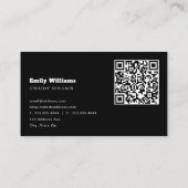 Schwarz & Weiß Elegant Modernes Minimal | QR-Code Visitenkarte (Rückseite)