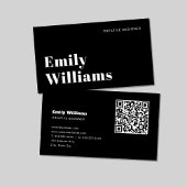 Schwarz & Weiß Elegant Modernes Minimal | QR-Code Visitenkarte