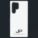 Schwarz-Weiß-Elegant Modernes Minimalistisches Mon Samsung Galaxy Hülle<br><div class="desc">Moderne,  Minimalistische Monogramm Vorlage Schwarz-Weiß-Handy Cases & Zubehör / Samsung Hüllen / Galaxy S22 Ultra Case.</div>