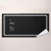 Schwarz-weiß Elegant Modernes Monogramm Badehandtuch (Badehandtuch)
