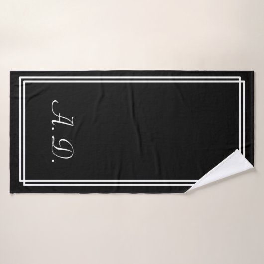 Schwarz-weiß Elegant Modernes Monogramm Badehandtuch (Badehandtuch)