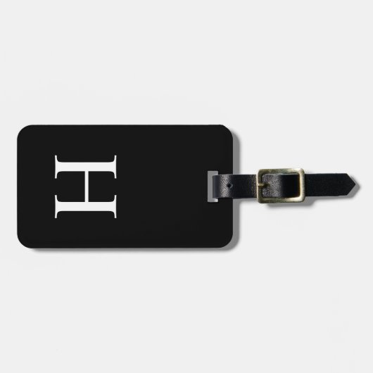 Schwarz-Weiß-Elegant Modernes Monogramm Gepäckanhänger (Vorderseite horizontal)