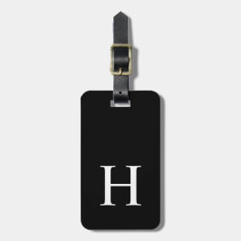 Schwarz-Weiß-Elegant Modernes Monogramm Gepäckanhänger