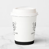 Schwarz-Weiß-Elegant-Monogramm, frisch verheiratet Pappbecher (Links)