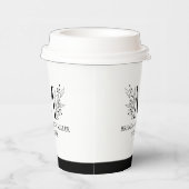 Schwarz-Weiß-Elegant-Monogramm, frisch verheiratet Pappbecher (Rechts)