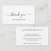 Schwarz-Weiß-Elegant-Reihenfolge Danke Beilage Visitenkarte (Vorne/Hinten)