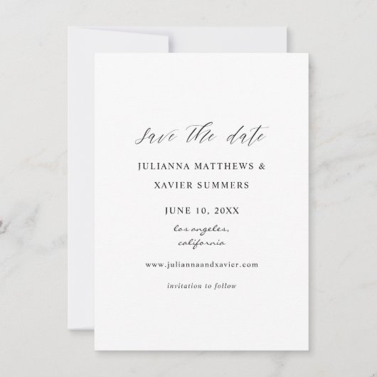 Schwarz-Weiß-Elegant Save the Date (Vorderseite)