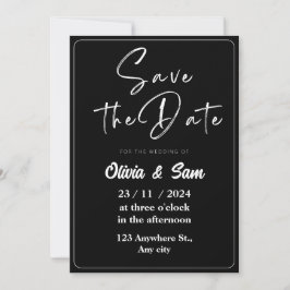 Schwarz-Weiß-Elegant Save the Date Einladung