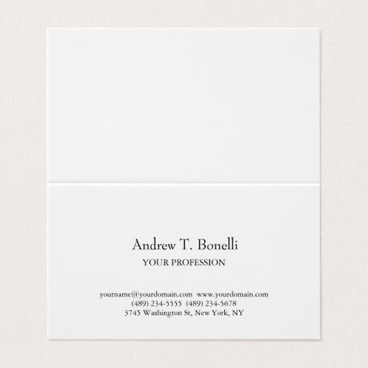 Schwarz-weiß Elegant Schlicht Einfach Visitenkarten (Außenseite Aufgefaltet)
