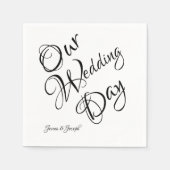 Schwarz/Weiß-Elegant-Script-Hochzeit Serviette (Vorderseite)