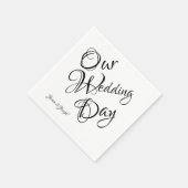 Schwarz/Weiß-Elegant-Script-Hochzeit Serviette (Ecke)