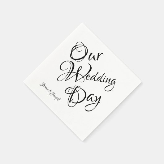 Schwarz/Weiß-Elegant-Script-Hochzeit Serviette (Ecke)