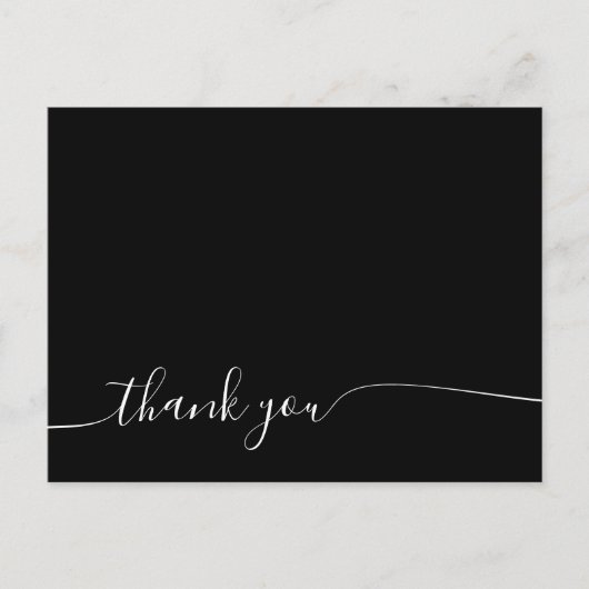 Schwarz-Weiß-Elegant-Signatur Stil Vielen Dank Postkarte (Vorderseite)