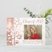 Schwarz-weiß Elegant Swirl Foto 2018 Abschluss Einladung (Stehend Vorderseite)