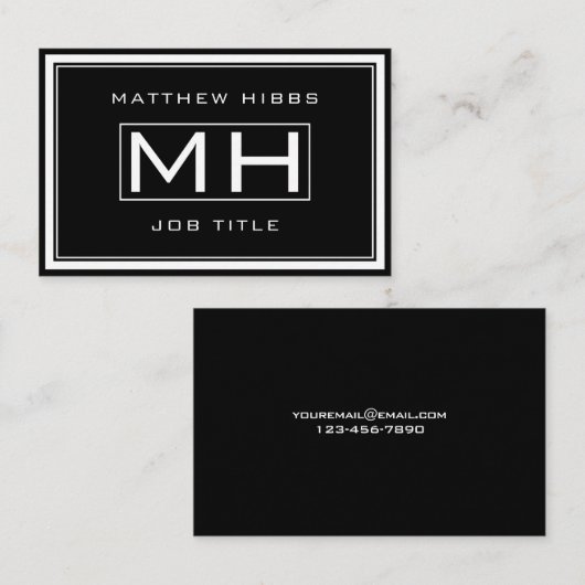 Schwarz-Weiß-Elegant Visitenkarte (Vorne/Hinten)
