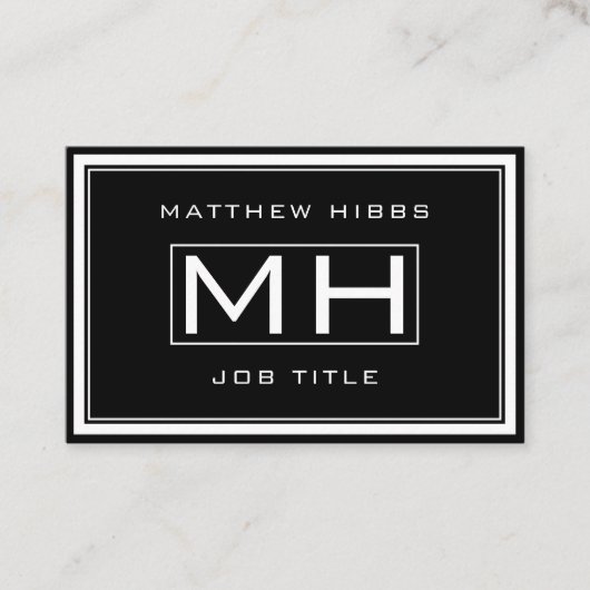 Schwarz-Weiß-Elegant Visitenkarte (Vorderseite)