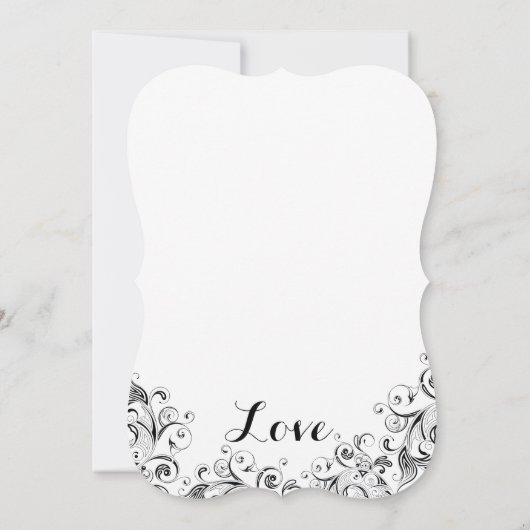 Schwarz-Weiß-Elegante Blüh Hochzeit Einladungen (Rückseite)