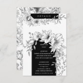 Schwarz-Weiß-elegante Blumendetails Begleitkarte (Vorne/Hinten)