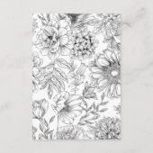 Schwarz-Weiß-elegante Blumendetails Begleitkarte (Rückseite)
