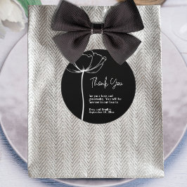 Schwarz-Weiß-Elegante Blumenhochzeit Vielen Dank Runder Aufkleber