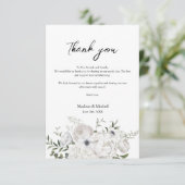 Schwarz-Weiß Elegante Blumenstrauß Modern Dankeskarte (Stehend Vorderseite)