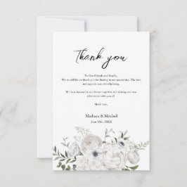 Schwarz-Weiß Elegante Blumenstrauß Modern Dankeskarte