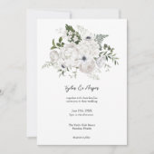 Schwarz-Weiß Elegante Blumenstrauß Modern Einladung (Vorderseite)