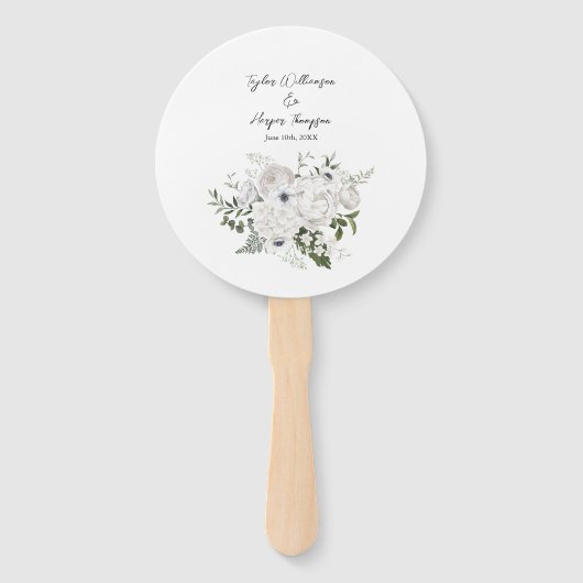 Schwarz-Weiß Elegante Blumenstrauß Modern Fächer (Vorderseite)