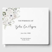 Schwarz-Weiß Elegante Blumenstrauß Modern Gästebuch (Vorderseite)