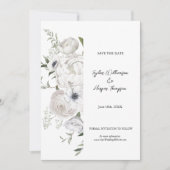 Schwarz-Weiß Elegante Blumenstrauß Modern Save The Date (Vorderseite)