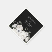 Schwarz-Weiß Elegante Blumenstrauß Modern Serviette (Ecke)