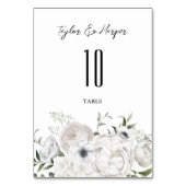 Schwarz-Weiß Elegante Blumenstrauß Modern Tischnummer (Rückseite)
