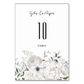 Schwarz-Weiß Elegante Blumenstrauß Modern Tischnummer (Vorderseite)