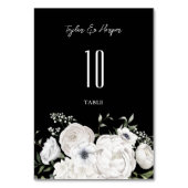 Schwarz-Weiß Elegante Blumenstrauß Modern Tischnummer (Vorderseite)