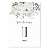 Schwarz-Weiß Elegante Blumenstrauß Modern Tischnummer (Rückseite)