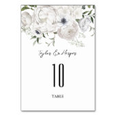 Schwarz-Weiß Elegante Blumenstrauß Modern Tischnummer (Vorderseite)