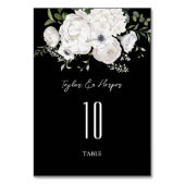 Schwarz-Weiß Elegante Blumenstrauß Modern Tischnummer (Rückseite)