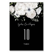 Schwarz-Weiß Elegante Blumenstrauß Modern Tischnummer (Vorderseite)