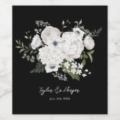 Schwarz-Weiß Elegante Blumenstrauß Modern Weinetikett (Einzelnes Label)