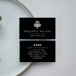 Schwarz-Weiß-Elegante Club Clover Logo Casino Cool Visitenkarte