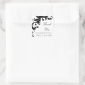 Schwarz-Weiß-elegante Damask Danke Stickers (Tasche)