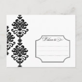 Schwarz-Weiß-Elegante Damask Save the Date Ankündigungspostkarte (Rückseite)
